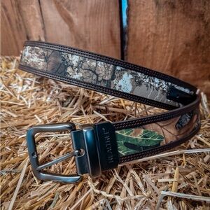 Realtree Brown Leather Reversible Belt with Gun Metal Buckle